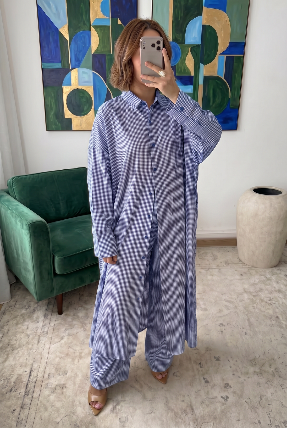 Ensemble Oversize Vichy Bleu Victoria