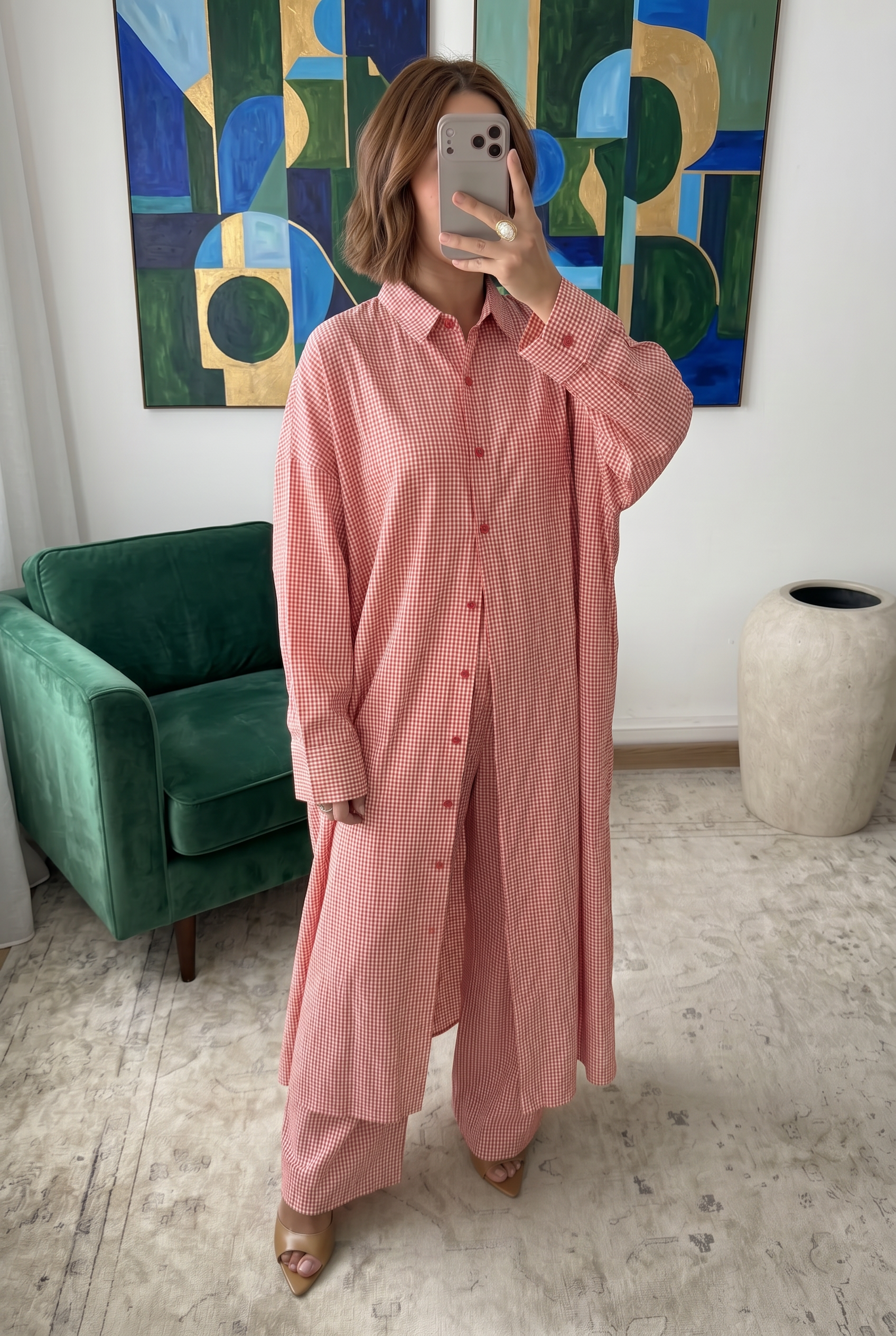 Ensemble Oversize Vichy Bleu Victoria