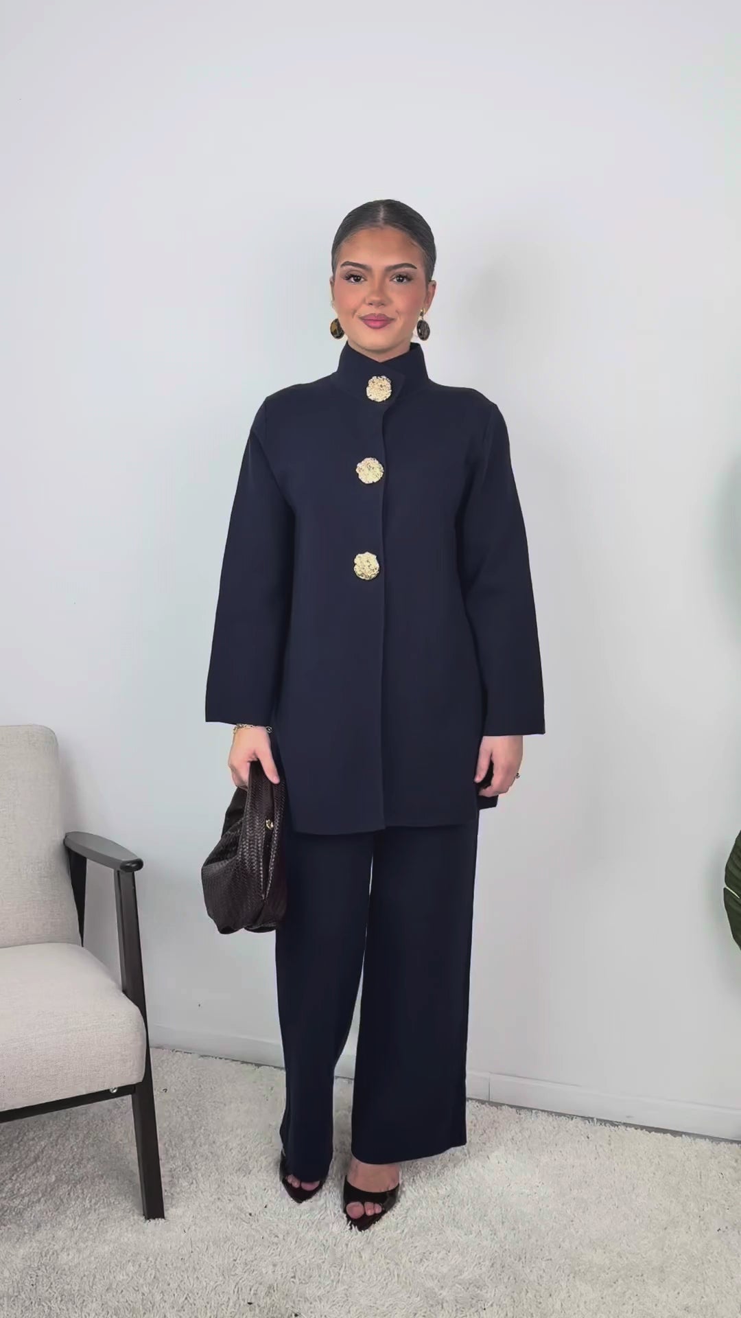Ensemble gilet à boutons dorés Calista