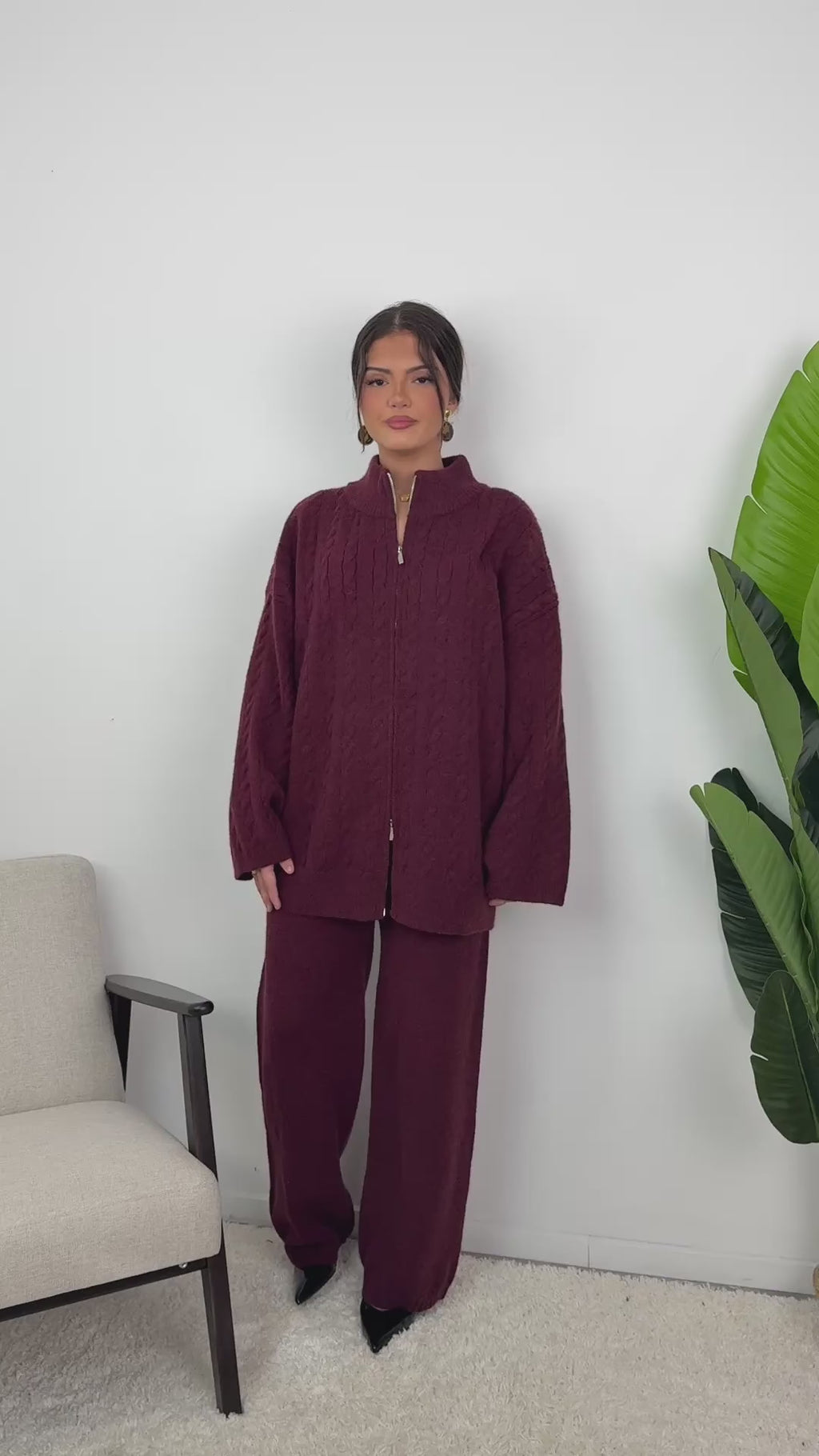 Ensemble Alizé – Maille torsadée zippée